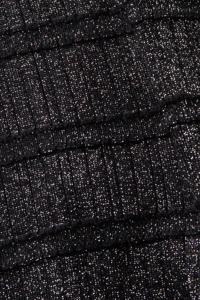 Cropped Lamé Mockneck Sweater, BLACK, detail image number 5