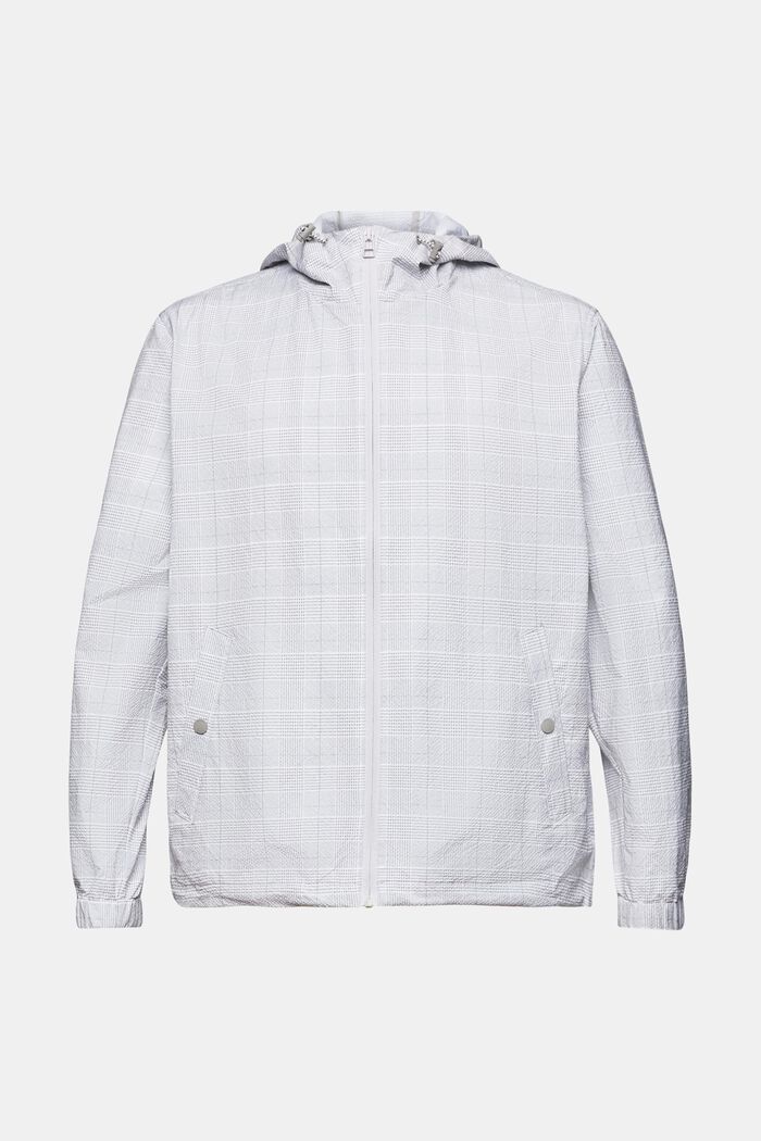 Zip-Up Hooded Plaid Jacket, LIGHT GREY, detail image number 5