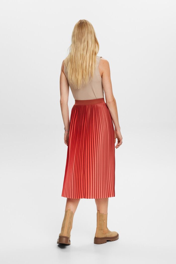 Two-tone jersey skirt with plissé pleats, TERRACOTTA, detail image number 3