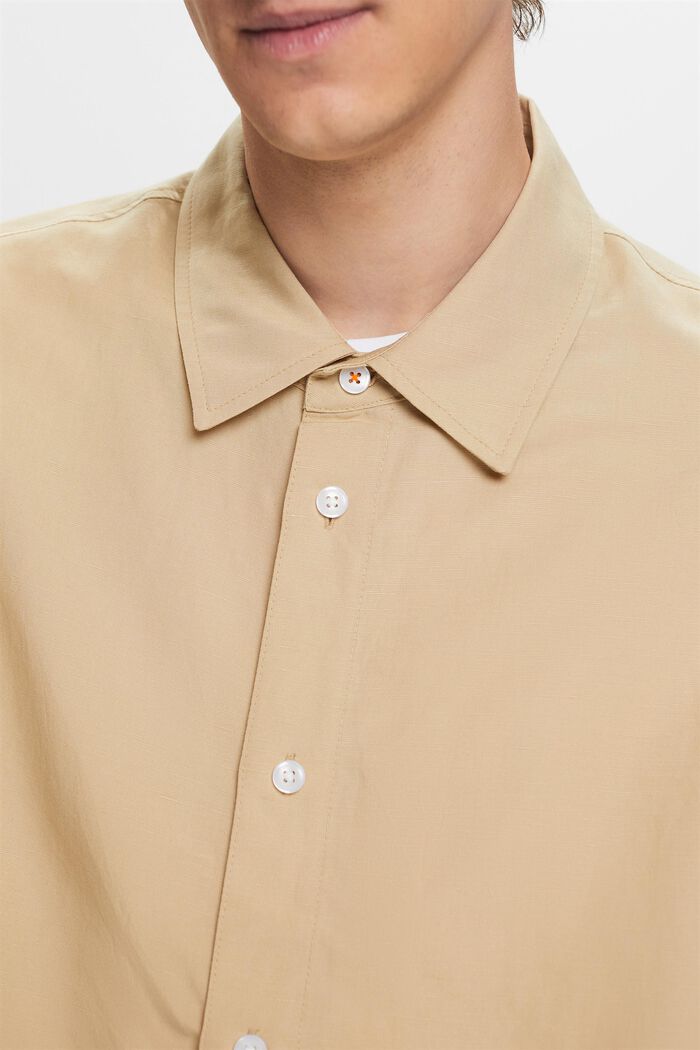 Short-sleeved shirt, linen blend, SAND, detail image number 2