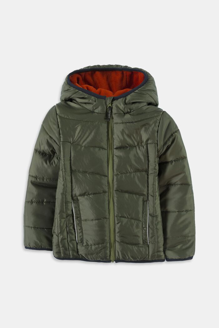Quilted jacket with contrasting fleece lining, OLIVE, detail image number 0