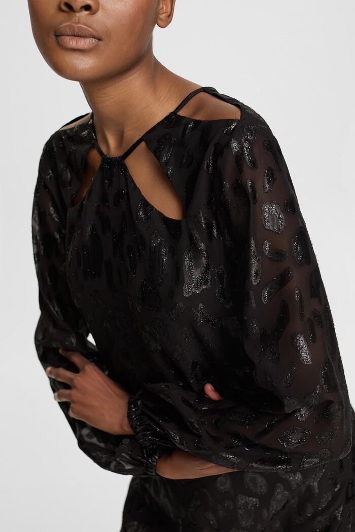 Patterned dress with glitter effect, BLACK, detail image number 2