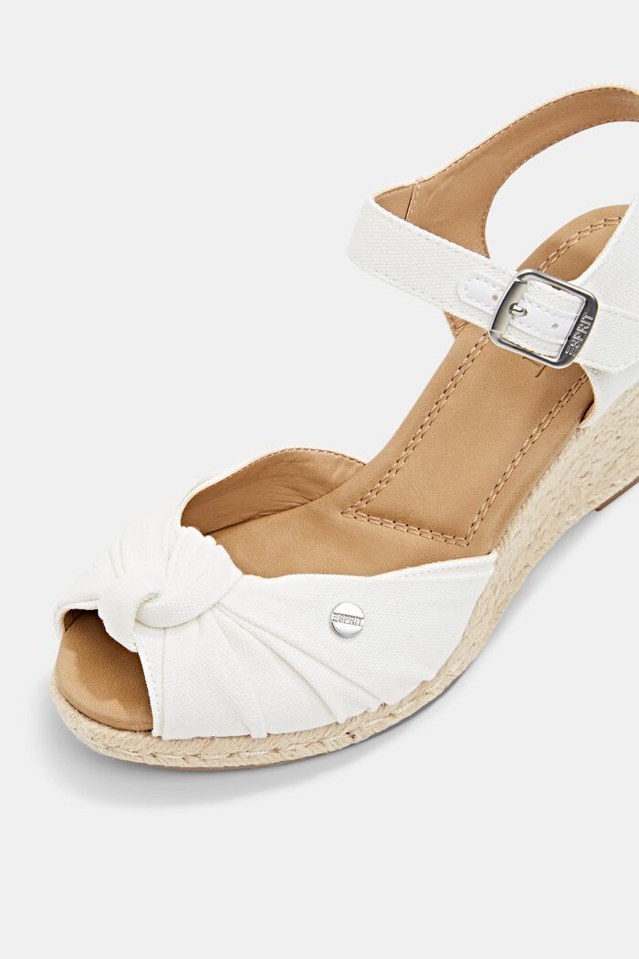 Wedge heel sandals with knot detail, OFF WHITE, detail image number 4