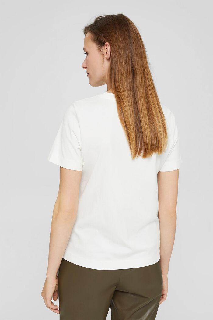 Embroidered T-shirt, 100% organic cotton, OFF WHITE, detail image number 3