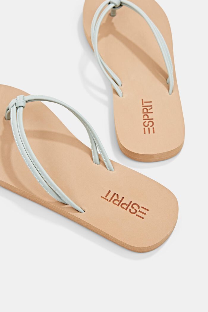 Thong sandals with faux leather straps, PASTEL GREEN, detail image number 5