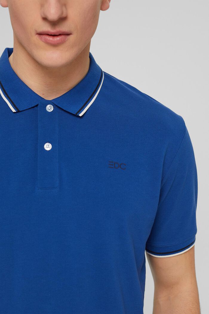 Logo detail piqué polo shirt, BRIGHT BLUE, detail image number 0