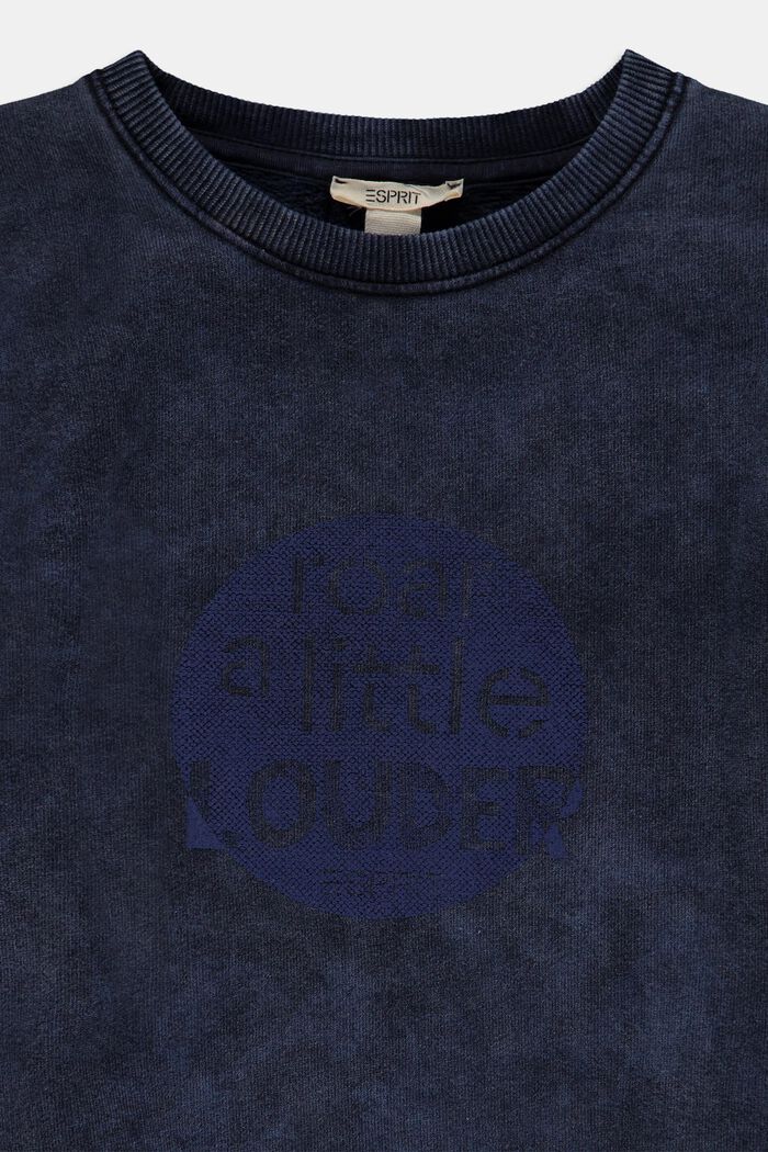 Sweatshirt with frills and a print, BLUE DARK WASHED, detail image number 2