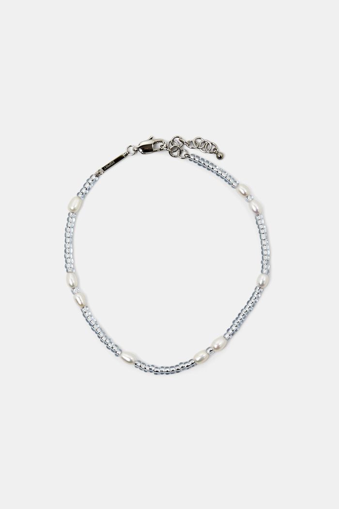 Beaded Stainless Steel Anklet, SILVER, detail image number 0