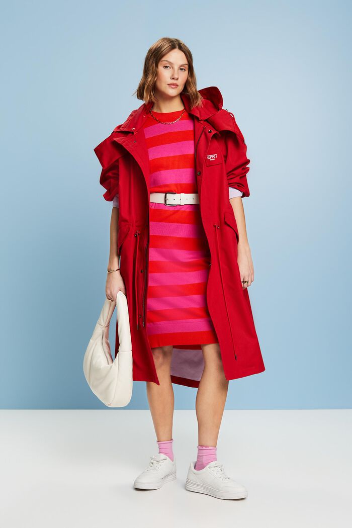 Oversized Striped Knit Dress, RED, detail image number 1
