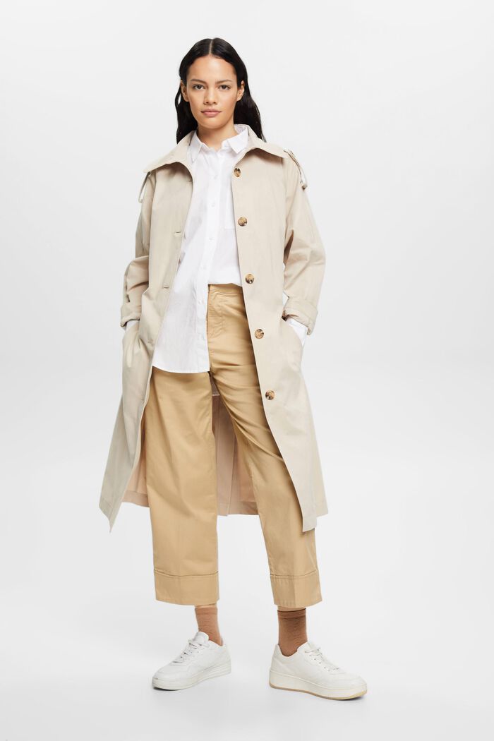 Trench coat with tie belt, LIGHT TAUPE, detail image number 4