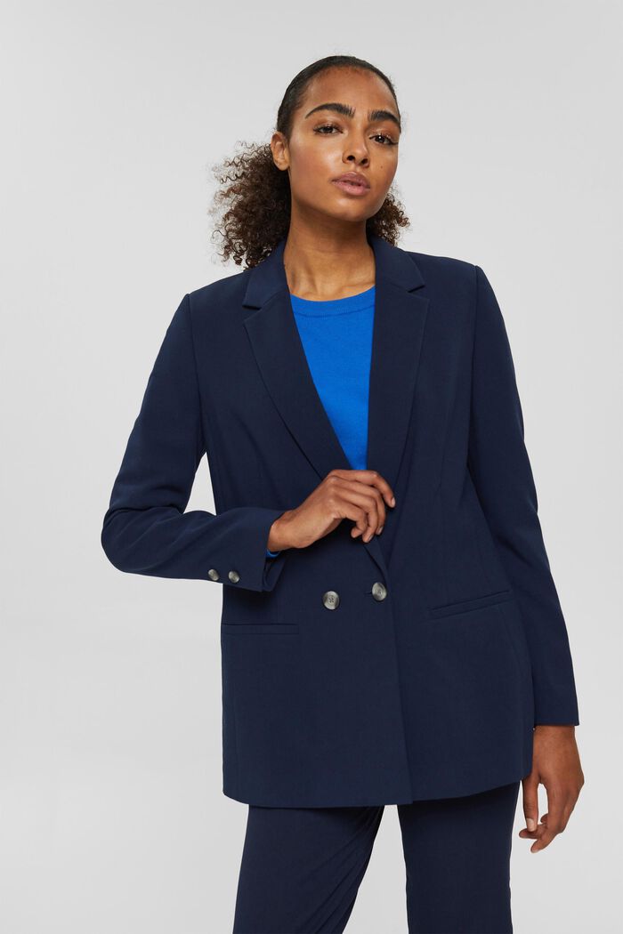 Relaxed double-breasted blazer, NAVY, detail image number 0
