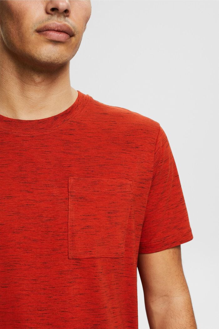 Cotton blend jersey T-shirt, RED ORANGE, detail image number 1