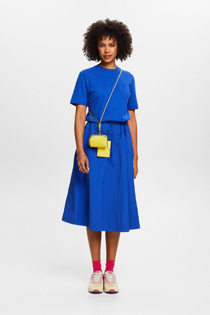 Mixed Material Midi Dress, BRIGHT BLUE, detail image number 1