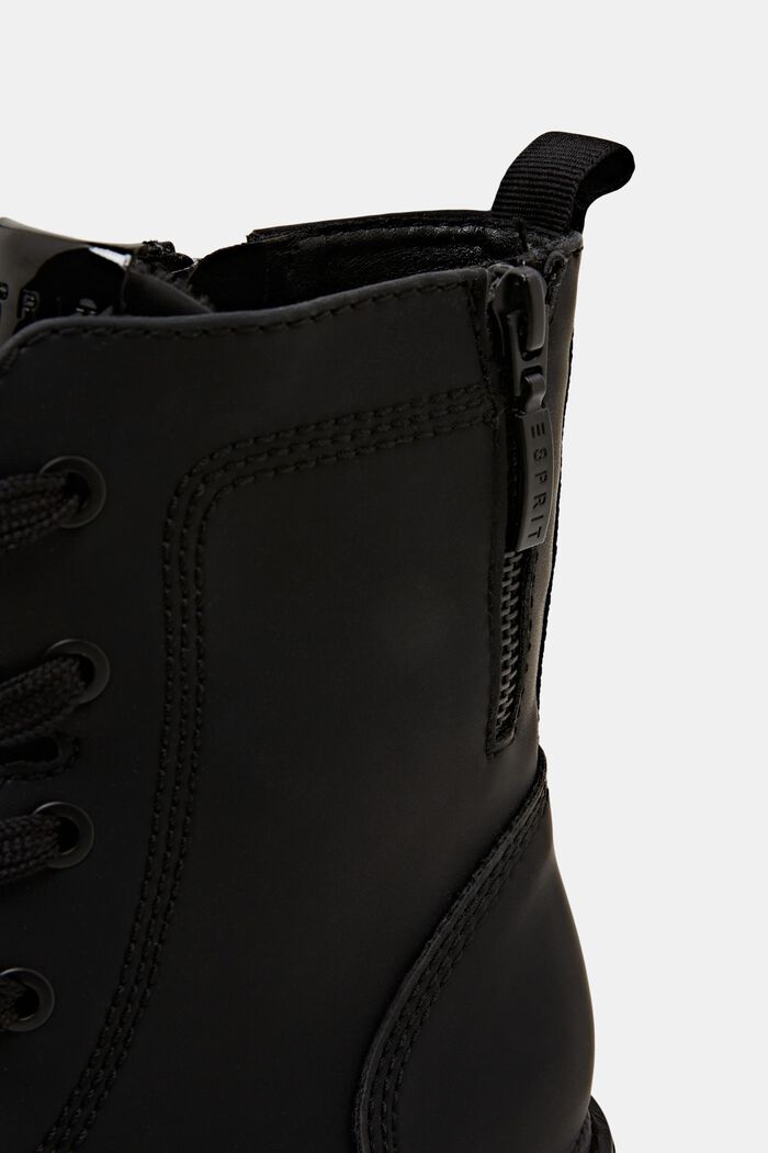 Faux Leather Lace-Up Boots, BLACK, detail image number 3