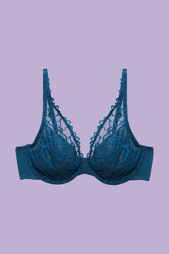 Underwire Lace Bra, PETROL BLUE, detail image number 4