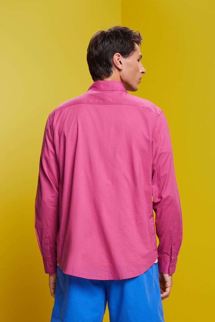 Solid long sleeve shirt, 100% cotton, DARK PINK, detail image number 3