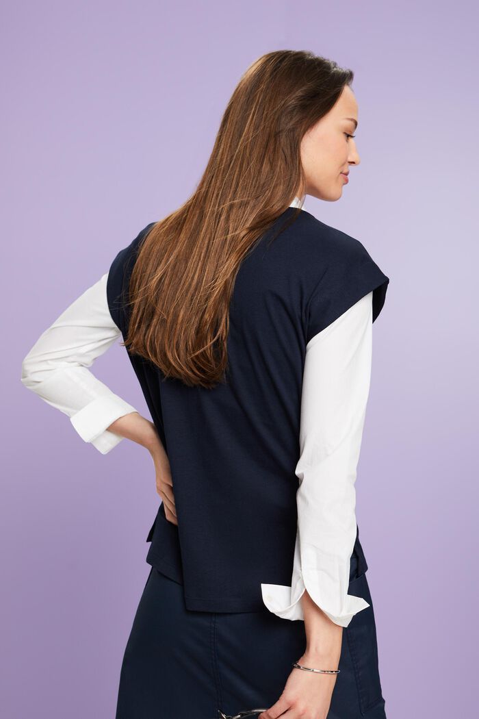 Sequin Print Sleeveless T-Shirt, NAVY, detail image number 2