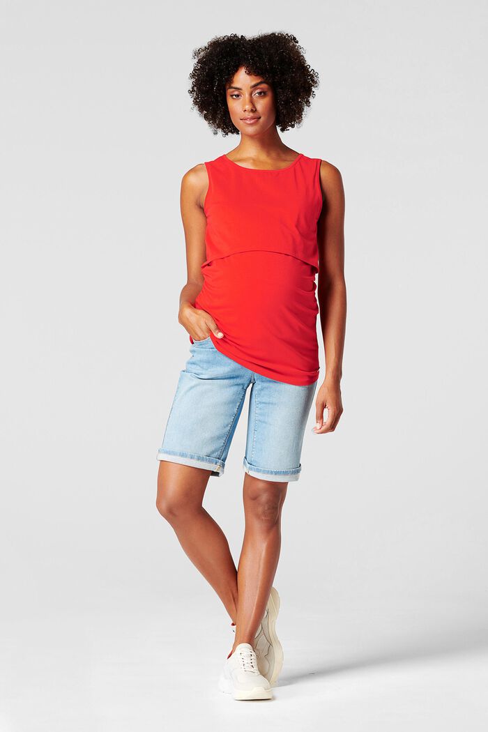 Denim Bermudas with over-bump waistband, BLUE LIGHT WASHED, overview