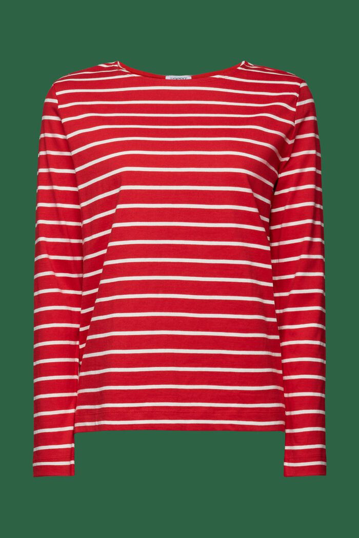Striped Long Sleeve Top, DARK RED, detail image number 6