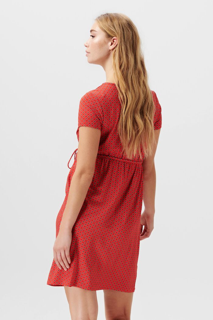 Jersey dress with all-over print, FLAME RED, detail image number 3