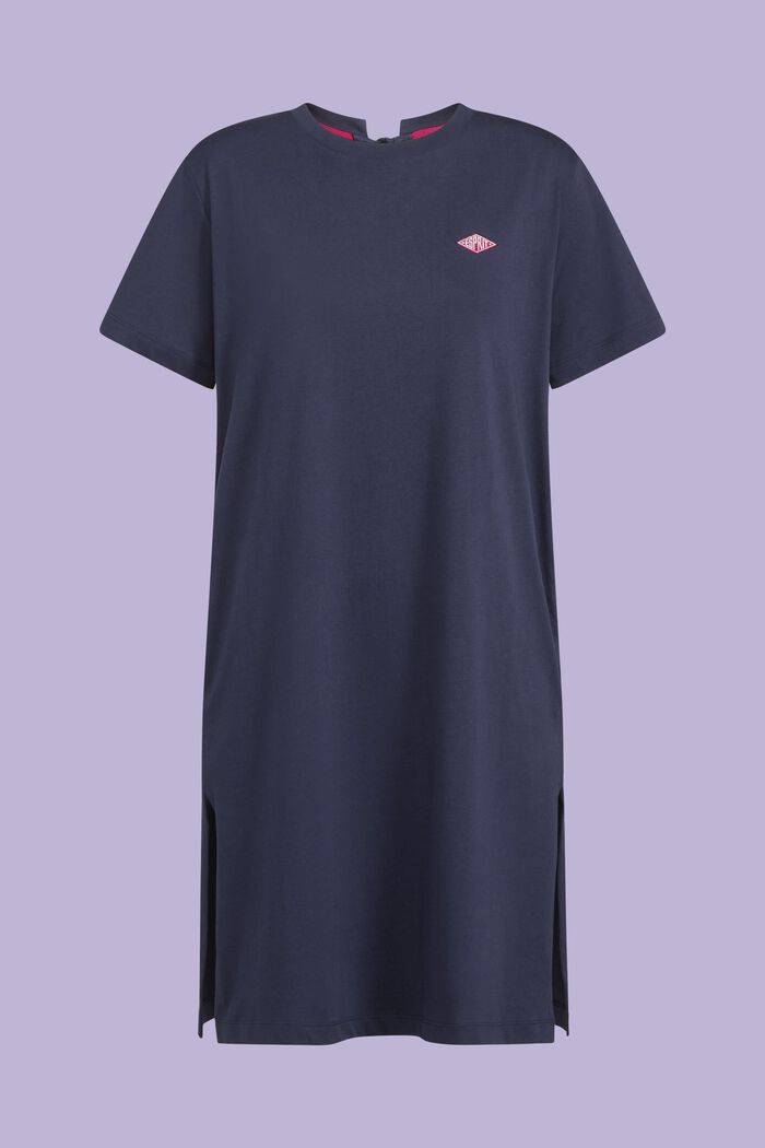 Embroidered Cotton-Jersey Dress, NAVY, detail image number 5