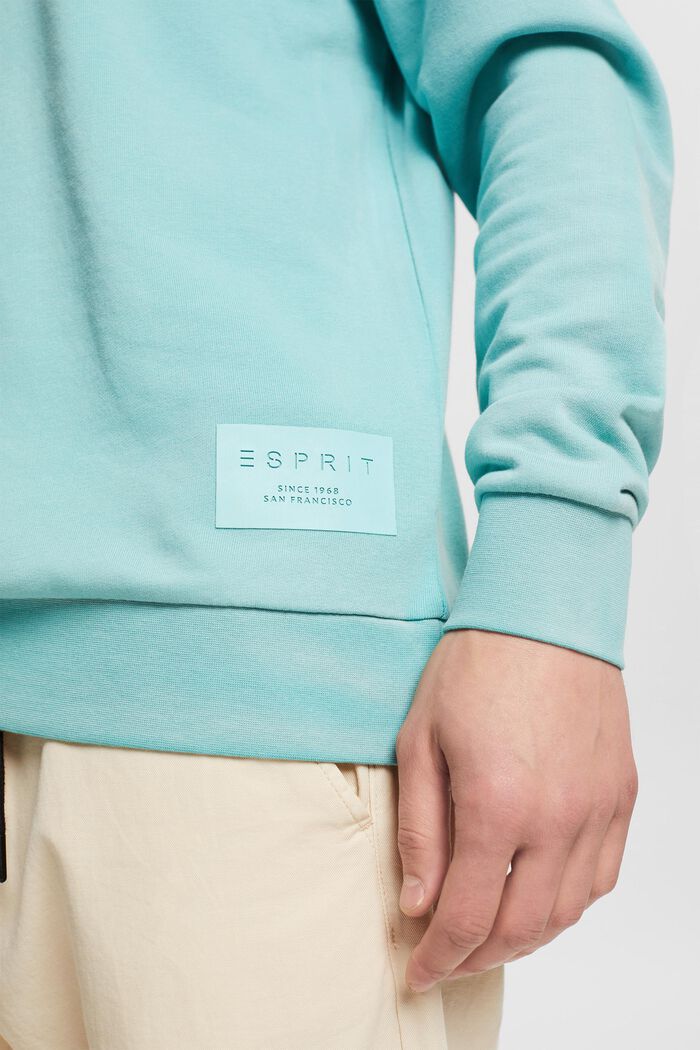 Made of recycled material: sweatshirt with a logo appliqué, LIGHT TURQUOISE, detail image number 2