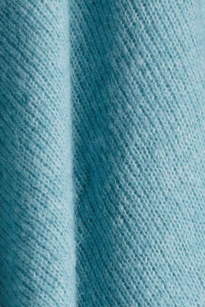 Alpaca blend: knitted jumper with openwork pattern, LIGHT AQUA GREEN, detail image number 4