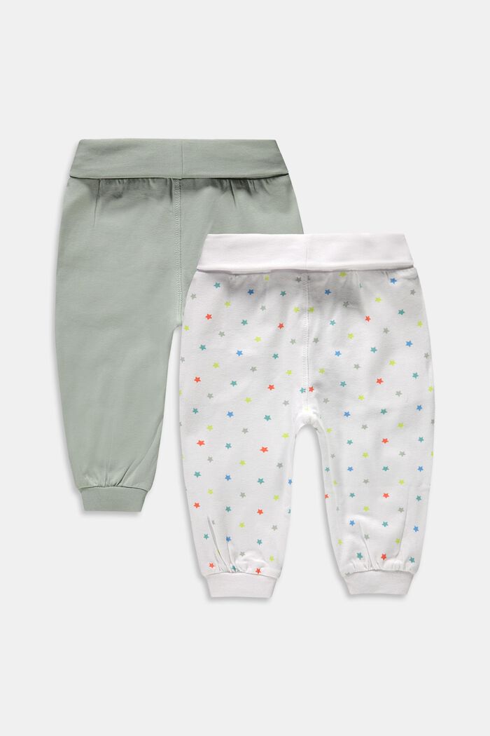 Double pack of tracksuit bottoms, organic cotton, LIGHT AQUA GREEN, detail image number 1