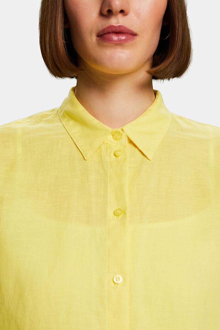 Linen-Cotton Shirt, PASTEL YELLOW, detail image number 3