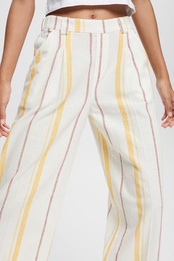 Made of blended linen: trousers with stripes, OFF WHITE, detail image number 2