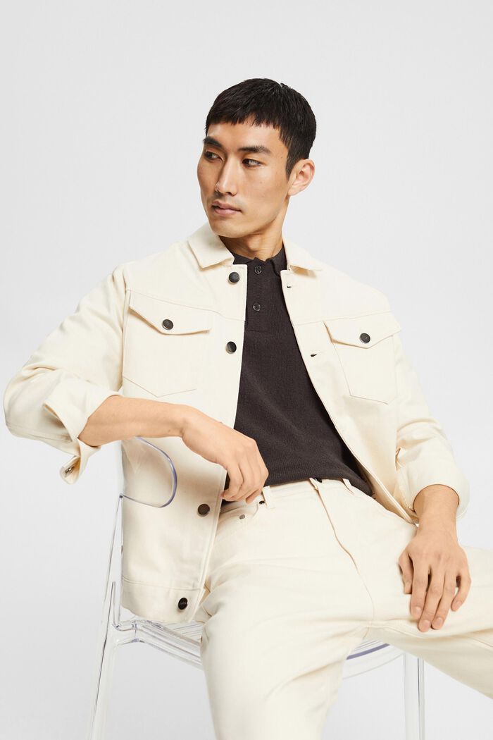 Denim jacket in organic cotton, OFF WHITE, detail image number 4