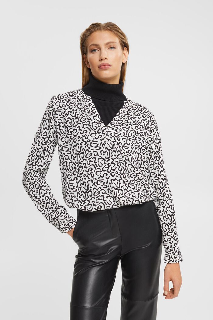 Patterned blouse, LENZING™ ECOVERO™, WHITE, detail image number 0