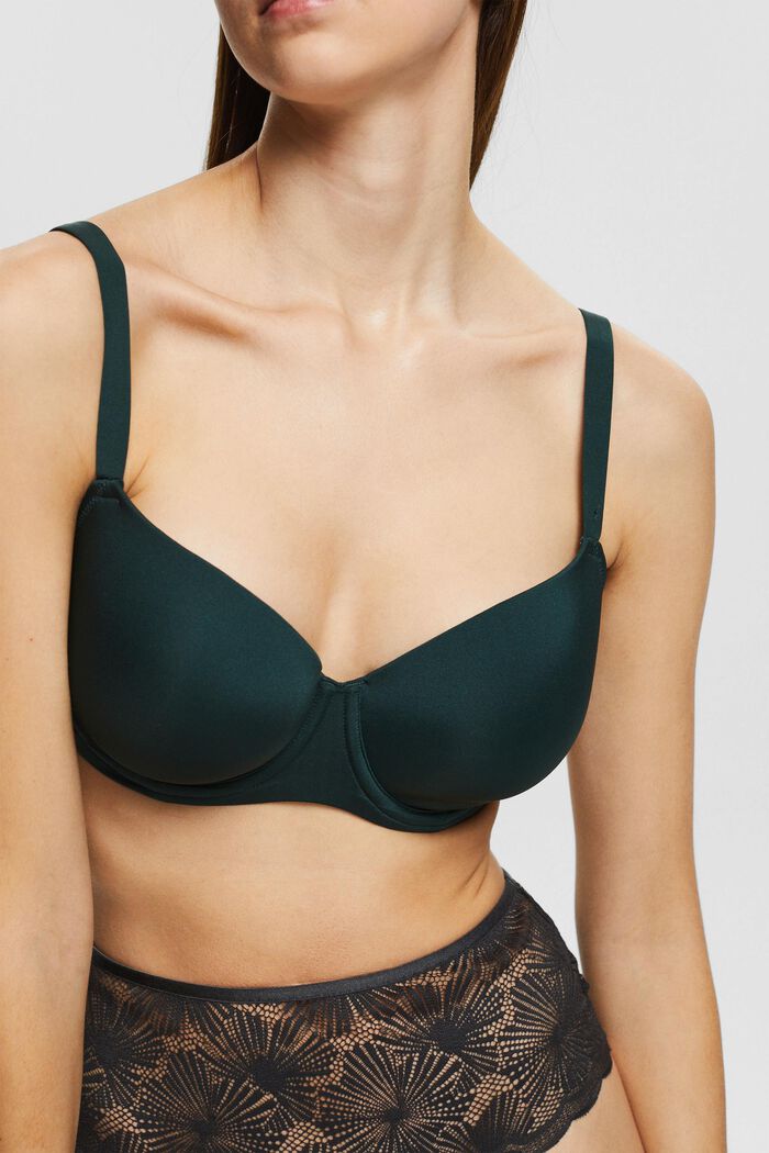 Padded underwire bra for larger cup sizes made of recycled material, DARK TEAL GREEN, detail image number 2