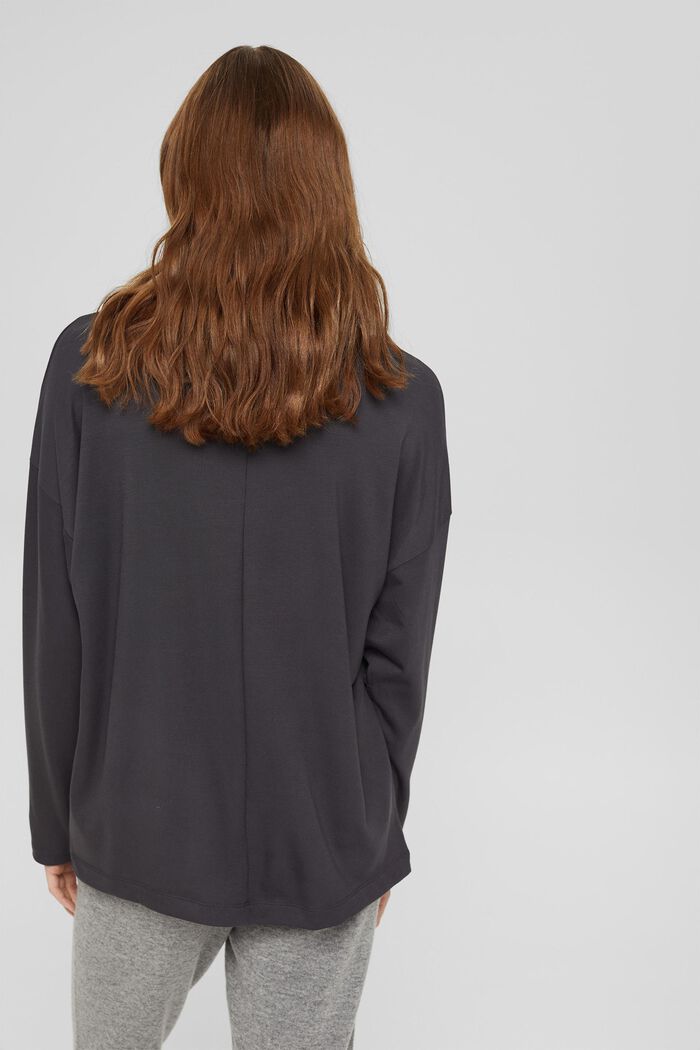 TENCEL™: Jersey top with a polo neck, ANTHRACITE, detail image number 3