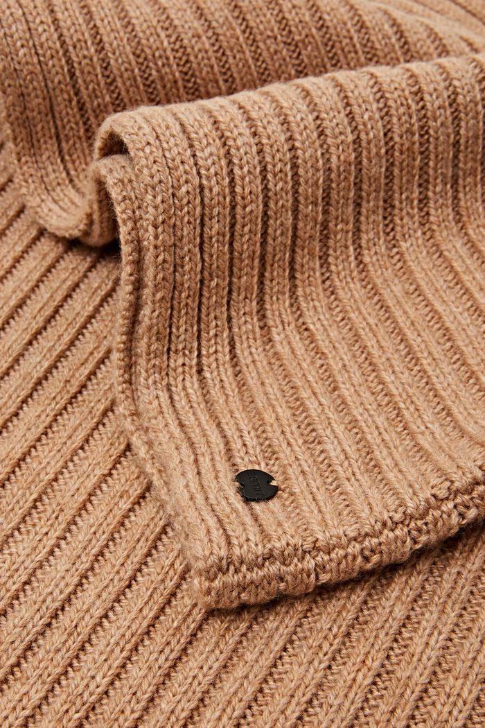 Rib-knit tube scarf, wool blend, CAMEL, detail image number 1
