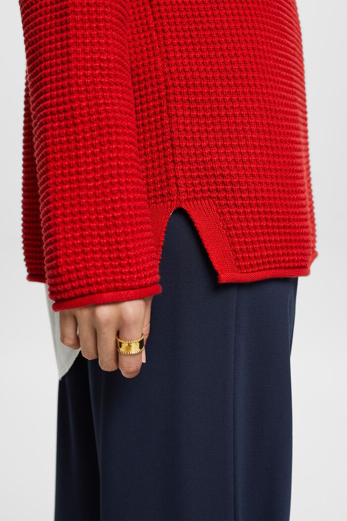 Textured Knit Sweater, DARK RED, detail image number 2