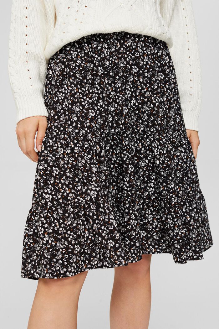 Tiered skirt, LENZING™ ECOVERO™, BLACK, detail image number 2