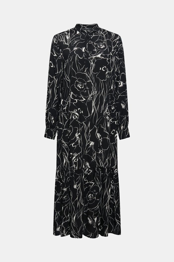 Printed midi dress with LENZING™ ECOVERO™, BLACK, detail image number 6