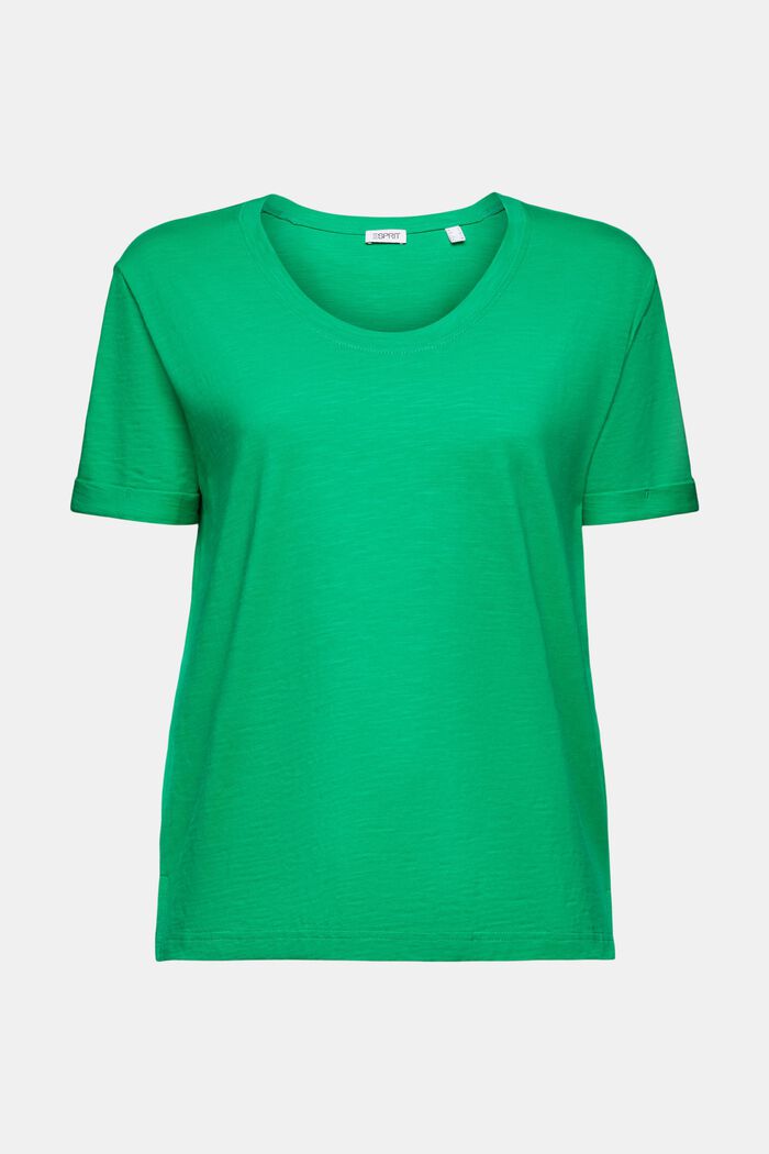 Scoop Neck Slub T-Shirt, GREEN, detail image number 5