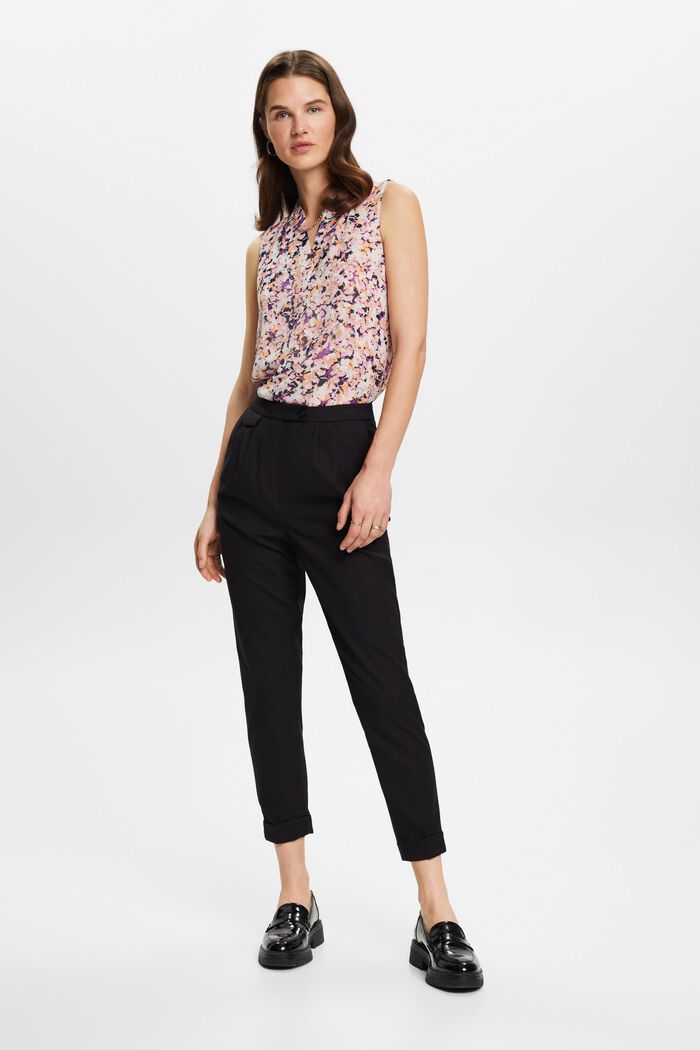 Chiffon crêpe top with floral pattern, LILAC, detail image number 4