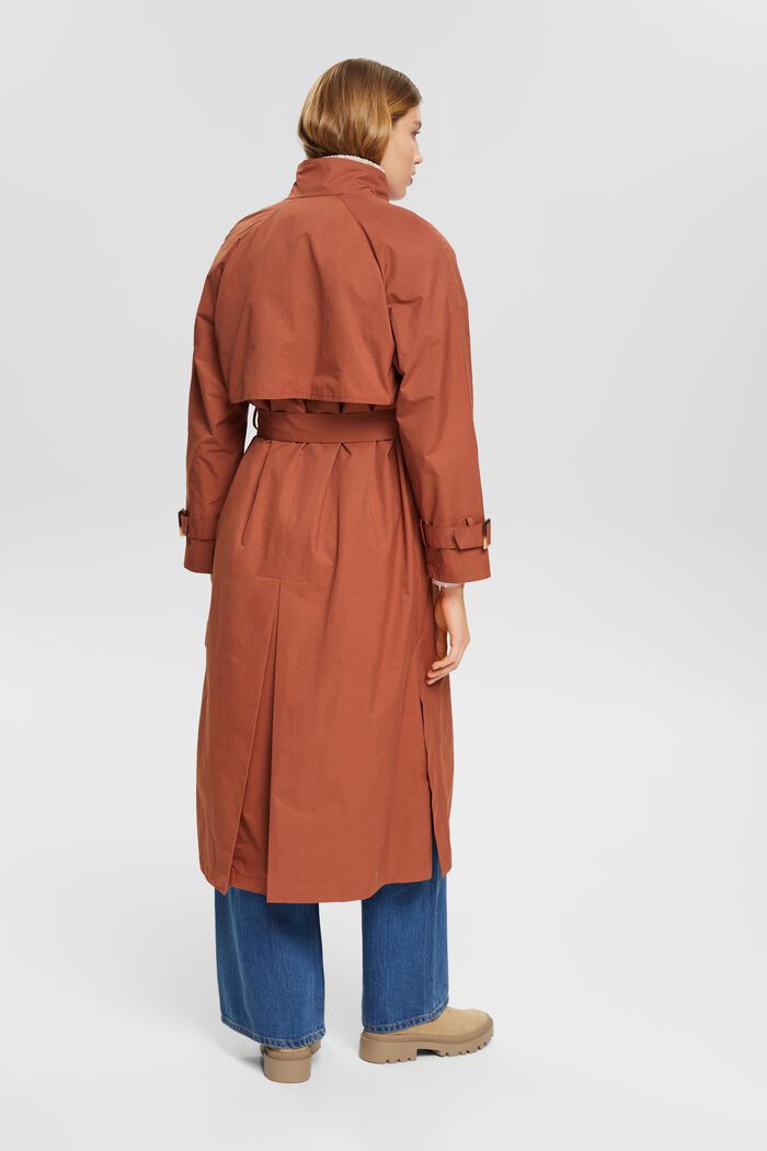 Trench coat with belt, RUST BROWN, detail image number 3