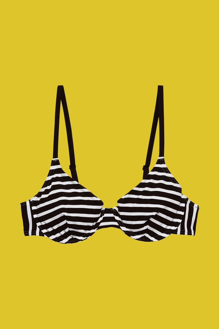 Unpadded & underwired bikini top with stripes, BLACK, detail image number 4