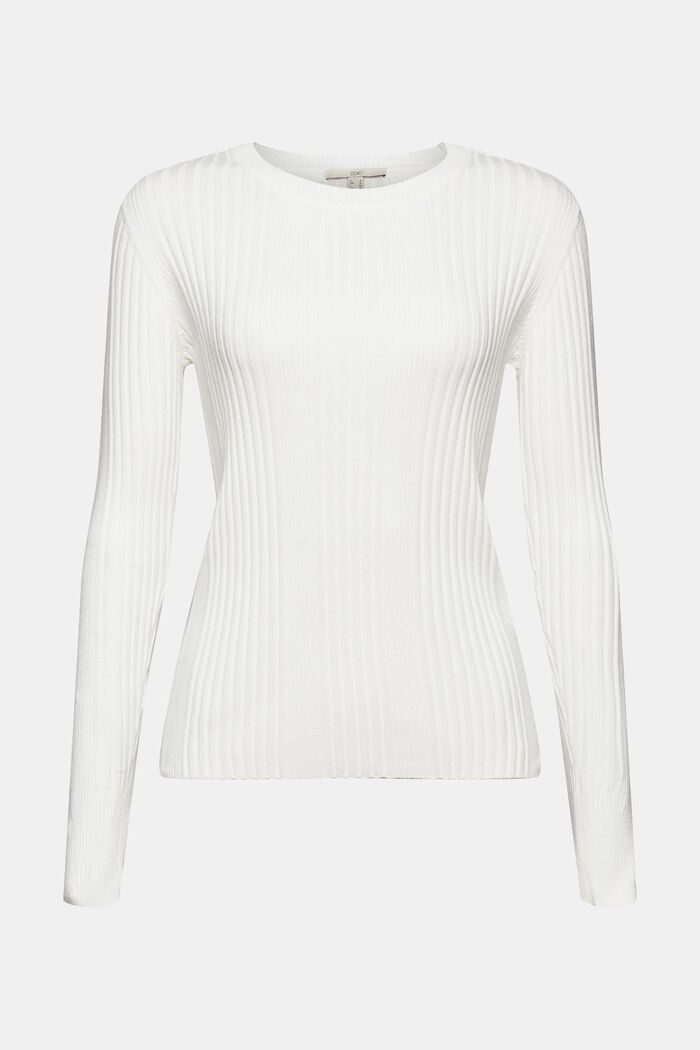 Rib knit jumper in an organic cotton blend, OFF WHITE, overview