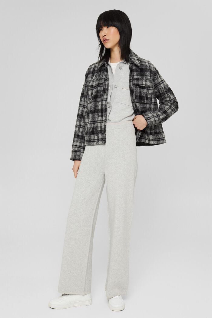 Knitted trousers with a wide leg, LIGHT GREY, overview