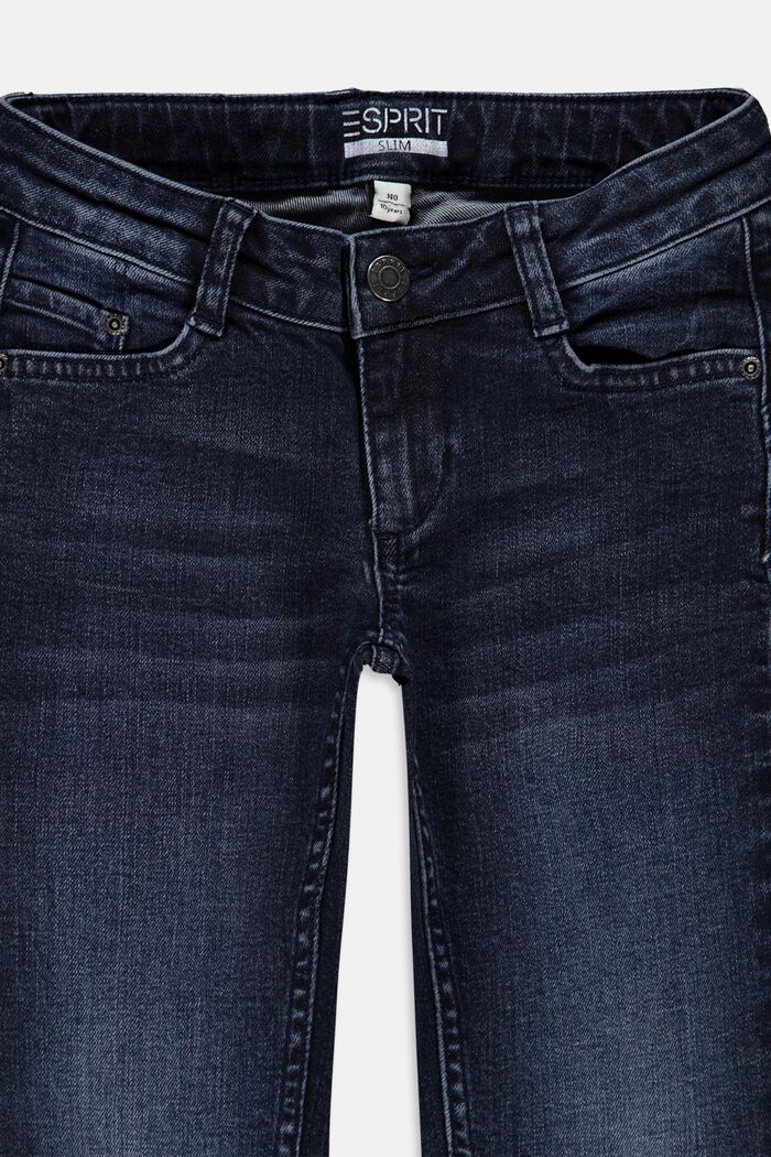 Stretch jeans in blended cotton with zips, BLUE DARK WASHED, detail image number 2