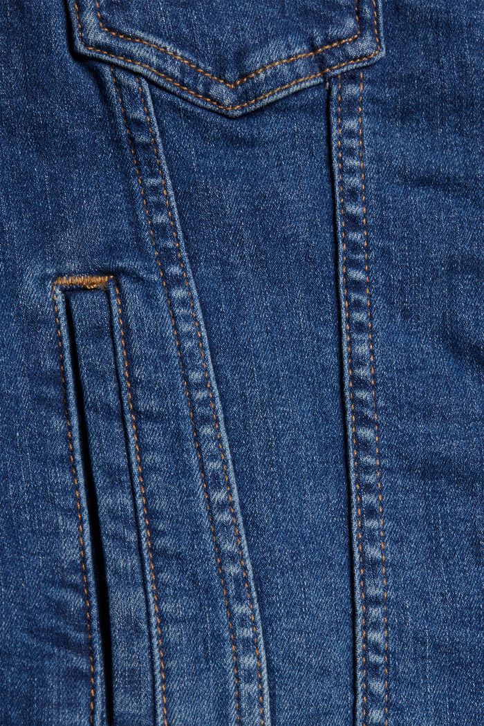 Denim jacket in a vintage look, in organic cotton, BLUE DARK WASHED, detail image number 6