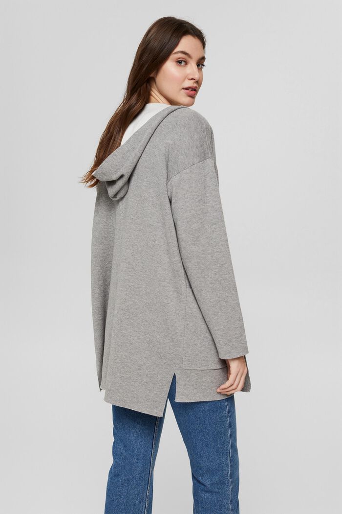 Open-fronted hooded cardigan, MEDIUM GREY, detail image number 3