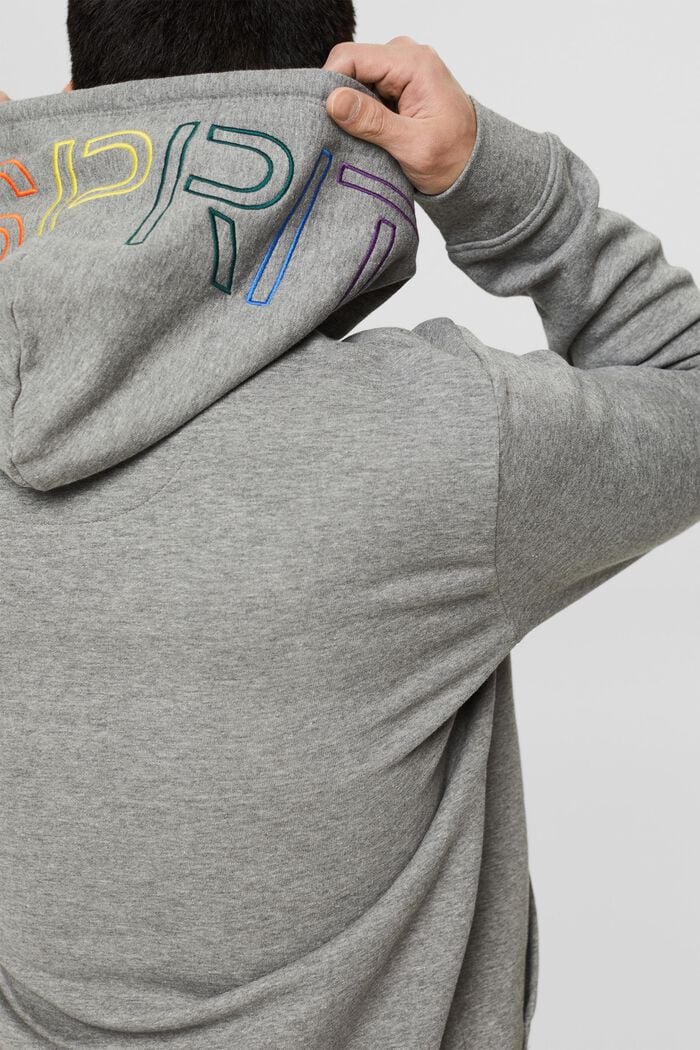 Made of recycled material: sweatshirt hoodie with logo embroidery, MEDIUM GREY, detail image number 6