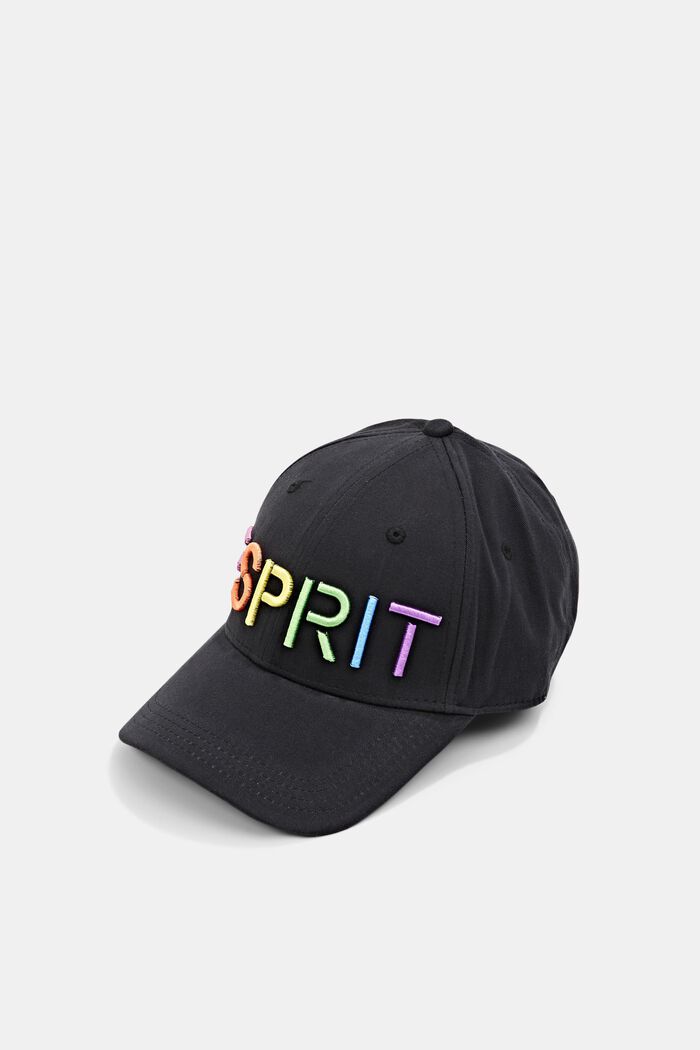 Baseball cap with bright logo embroidery, BLACK, detail image number 0