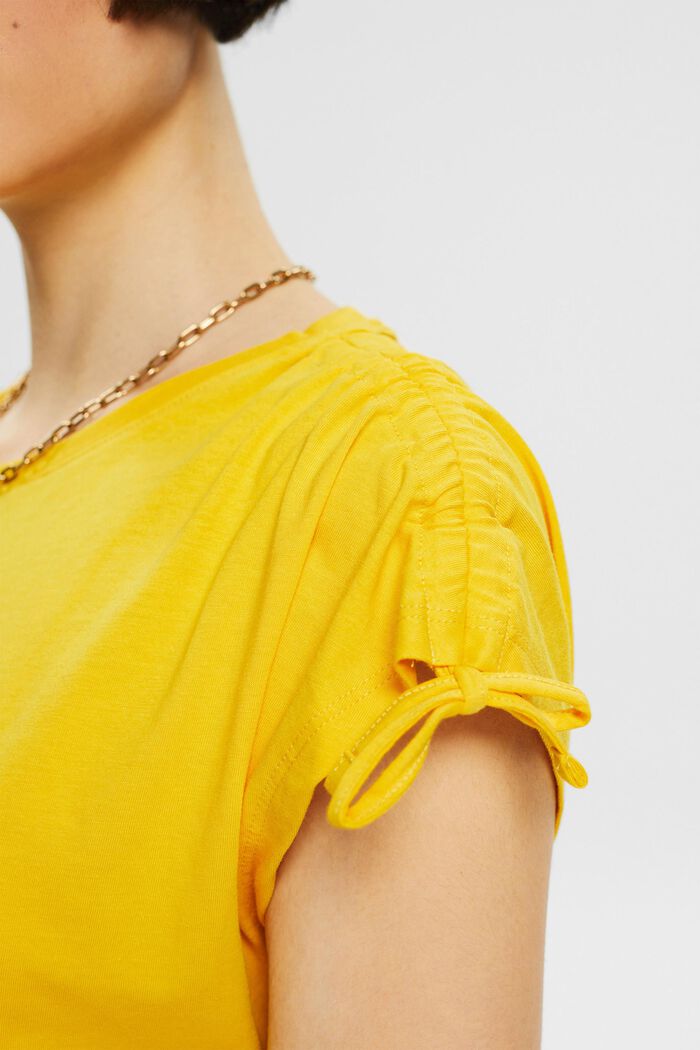 T-shirt with gathered shoulders, SUNFLOWER YELLOW, detail image number 2